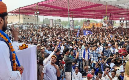 महुवा में आजाद समाज पार्टी की जनसभा हुई आयोजित:  चंद्रशेखर आजाद और हनुमान बेनीवाल ने किया जनसभा को संबोधित