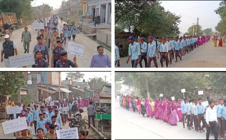 स्वीप कार्यक्रम के तहत स्कूली विद्यार्थियों ने रैली निकालकर मतदाताओं को किया मतदान के लिए जागरूक 