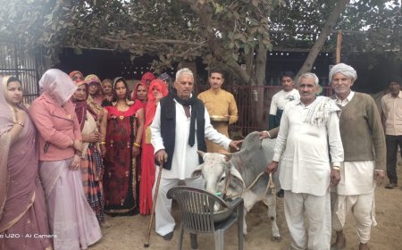 गौ पूजन कर मनाया सेवाभावी बनवारी लाल जांगिड़ का 81 वां जन्मदिन