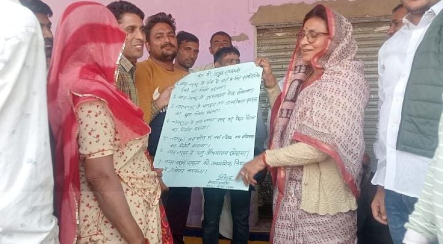 युवा मंडल ने कांग्रेस प्रत्याशी को दिया गांव की प्रमुख समस्याओं का दिया पत्र: समाधान करने का किया वादा