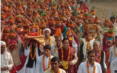 सकट गांव के ख़ाक नाथ मंदिर पर कलश यात्रा के साथ शुरू हुआ नौ दिवसीय रुद्र महायज्ञ एवं भागवत कथा का आयोजन