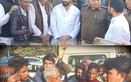 पुलिस प्रशासन व पूर्व विधायक रामलाल शर्मा के समझाईश के बाद मृतक के परिजनों ने धरना किया समाप्त