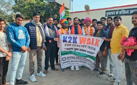 कश्मीर से कन्याकुमारी यात्रा पहुंची महुवा, प्रधान प्रतिनिधि बंटी गुर्जर ने किया भव्य स्वागत