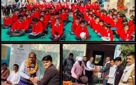 सर्दी से बचाव हेतु ग्राम पंचायत गुल्लाना में विद्यार्थियों को वितरित किए गर्म स्वेटर