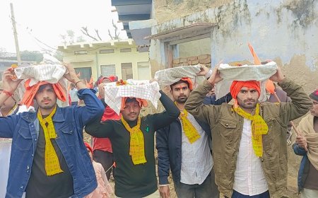 पूजित पीले चावलों की निकाली शोभा यात्रा जावली में