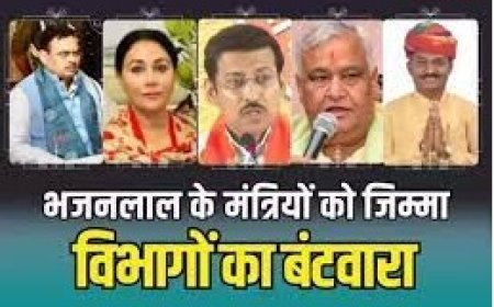 RAJASTHAN - भजनलाल सरकार के मंत्रियों के विभागों का बंटवारा: सीएम के पास गृह और एसीबी, मदन दिलावर को मिला स्कूल शिक्षा व पंचायती राज विभाग