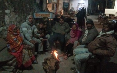 कड़ाके की ठंड के चलते  लोग अलाव का  साहरा ले रहे हैं शीत लहर से रोजमर्रा के कार्य प्रभावित