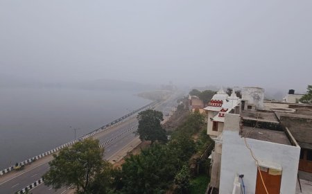 कोहरे में सुबह ग्यारह बजे तक लिपता रह गुरला फोरलेन: रणजीत झील पर छाई धुंध की चादर वाहनों की हेडलाइट चालू रही