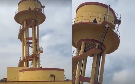 भैंस चोर को पकड़ने की मांग को लेकर टंकी पर चढ़ा किसान:चार भैंस हुई थी चोरी