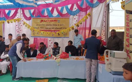 जेके लक्ष्मी सीमेंट कंपनी के तत्वाधान में सूर्या बिल्डिंग मैटेरियल  महुवा पर लगा निशुल्क स्वास्थ्य जांच शिविर 255 मरीज का किया निशुल्क इलाज