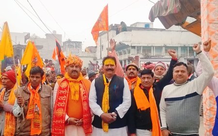 रैणी कस्बे में 1100 कलशो के साथ निकाली राम लखन सीता की शोभायात्रा