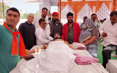 उपनगर पुर में माँ शाकंभरी के जन्मोत्सव और अयोध्या में राम मंदिर निर्माण की खुशी में रक्तदान शिविर आयोजित