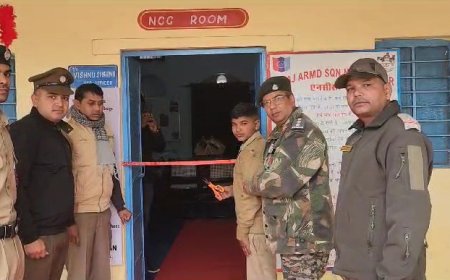 राउमावि रामगढ में संचालित एनसीसी कक्ष का नवीनीकरण पश्चात ग्रुप कमांडर कोटा ने किया उद्घाटन