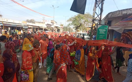 शाकंभरी प्राकट्य महोत्सव पर निकाली ढाई किलोमीटर लंबी चुनरी यात्रा :मां शाकंभरी के जयकारों के साथ रवाना हुई चुनर यात्रा