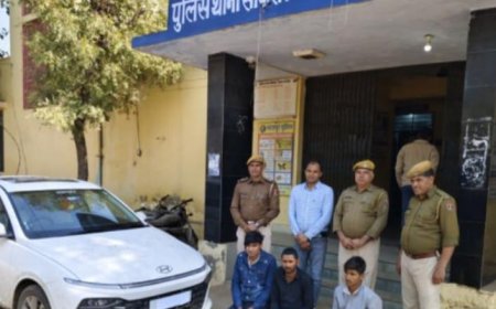 सीकरी पुलिस ने ऑनलाईन ठगी के तीन आरोपी किए गिरफ्तार : एक कार और छः मोबाइल बरामद