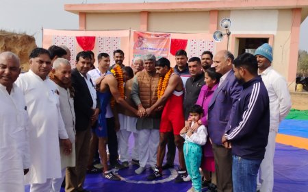 कैबिनेट मंत्री राज्यवर्धन राठौड़ के जन्मदिन पर आज बानसूर में कुश्ती दंगल का हुआ आयोजन