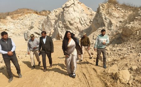 अवैध खनन पर प्रशासन की सख्ती : कलेक्टर ने पावटा के बुचारा खनन क्षेत्र किया औचक निरीक्षण