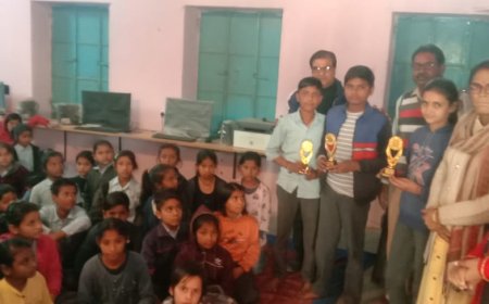 महात्मा गांधी राजकीय विद्यालय में प्रतियोगिता के विजेताओं का हुआ सम्मान