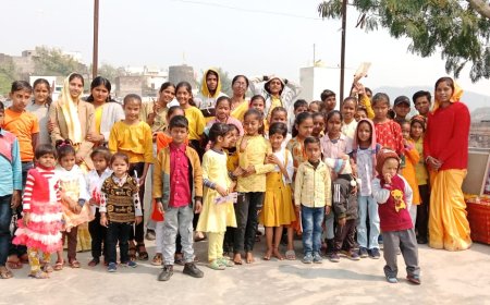 सर्जन विद्यापीठ विद्यालय में बसंत पंचमी पर मां सरस्वती का जन्मोत्सव मनाया