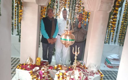 पचलंगी में द्वारकेश्वर मंदिर में शिव परिवार की मूर्तियों की हुई प्राण प्रतिष्ठा :साधु संतों का भी हुआ सम्मान