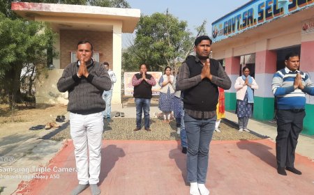 पीएम श्री योजनान्तर्गत पिनान स्कूल मे सुर्य नमस्कार कार्यक्रम आयोजित