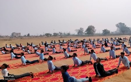 राजकीय उच्च माध्यमिक विद्यालय कारोई में सूर्य सप्तमी के अवसर पर सूर्य नमस्कार का हुआ आयोजन