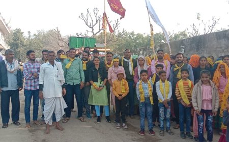 सकट से ध्वजा पूजन के साथ रवाना हुई ध्यावण माता की छठी पदयात्रा