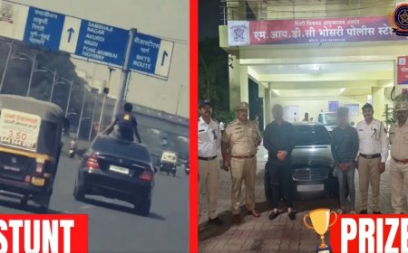 चलती कार की छत पर खतरनाक स्टंट करने वालों को पुणे पुलिस का 'इनाम'!