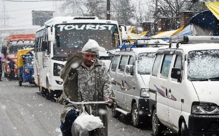 श्रीनगर में हुई मौसम की दूसरी बर्फबारी, हिमाचल प्रदेश में यातायात बाधित