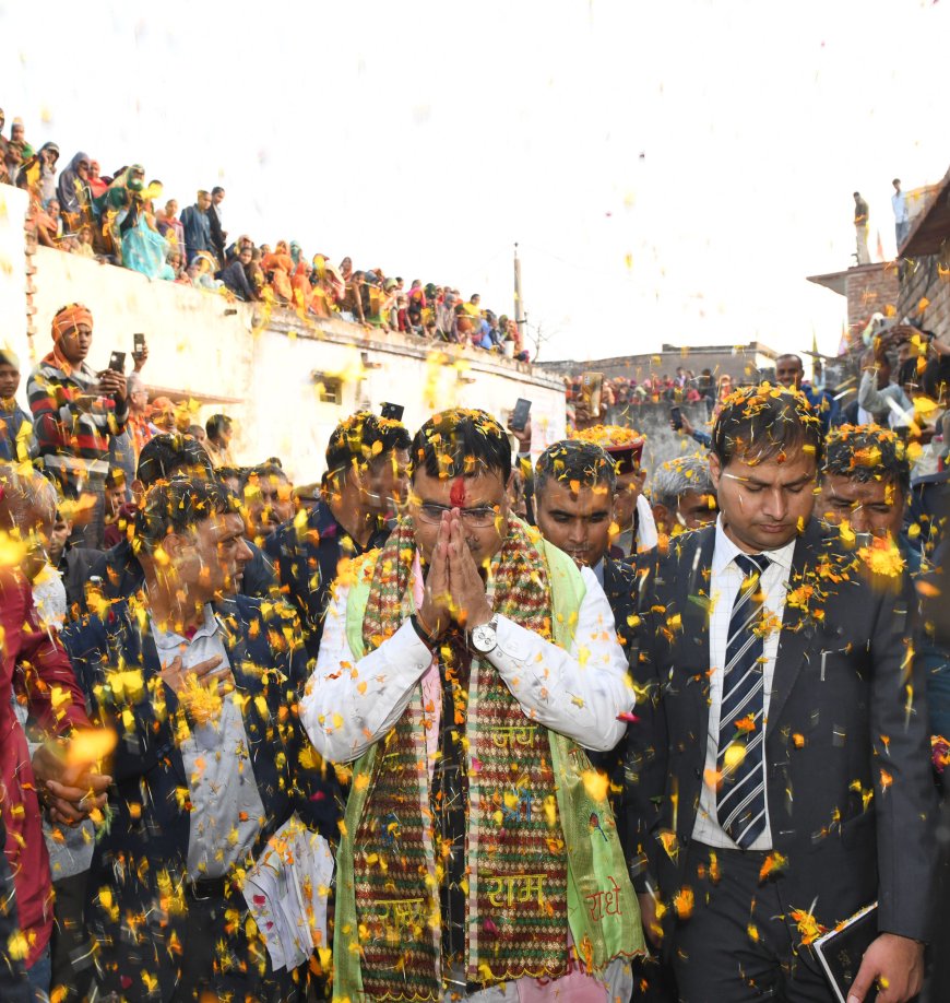 मुख्यमंत्री भजनलाल शर्मा का पैतृक गांव अटारी में भव्य स्वागत सम्मान