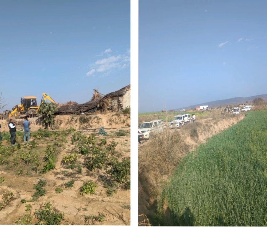 ALWAR: गोकशी करने वालों के घर चला बुलडोजर: 9 मकान किए ध्वस्त, 70 बीघा फसल की नष्ट
