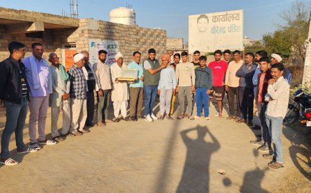 इंस्पायर्ड अवार्ड विजेता रहे भूपेश कुमार को किया जसाई सरपंच वीरेंद्र पंडित व  ग्राम वासियों ने साफा व माला पहनकर किया सम्मानित