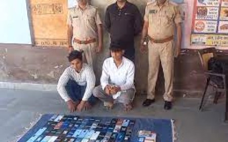 साइबर ठगों को मोबाइल सप्लाई करने वाली गैंग चढ़ी पुलिस के हत्थे ,76 मोबाइल, 2 ATM कार्ड,कैश जब्त