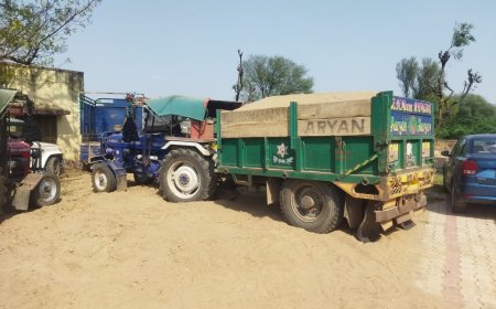 रैणी एसएचओ के नेतृत्व मे अवैध बजरी खनन का टैक्टर ट्रोली पकड़े
