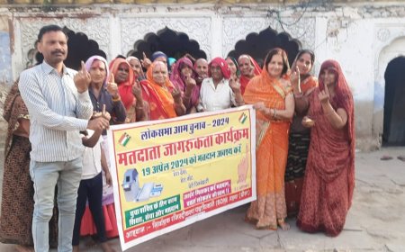 स्वीप  टीम ने बिहारी जी के मंदिर में फाग उत्सव पर महिला मतदाताओं सहित आम मतदाता को मतदान के प्रति किया जागरूक