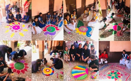सम्राट स्कूल में आयोजित हुई इंटरहाउस रंगोली प्रतियोगिता