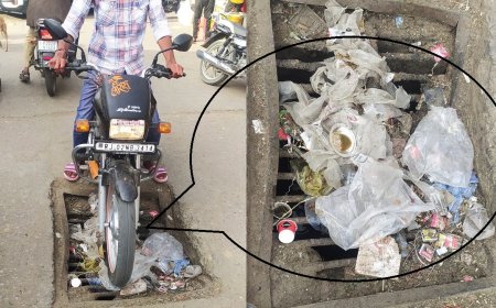 नगर पालिका से नाले पर लगे टूटे हुए जाल बदलवाने की मांग