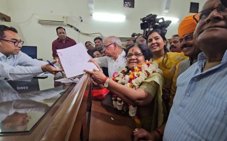 जयपुर शहर लोकसभा प्रत्याशी मंजू शर्मा ने भरा नामांकन पर्चा