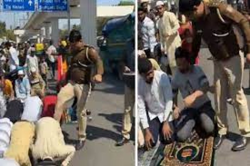 दिल्ली में सड़क पर नमाज पढ़ रहे नमाजियों को पुलिस वाले ने मारी लात, सब इंस्पेक्टर निलम्बित