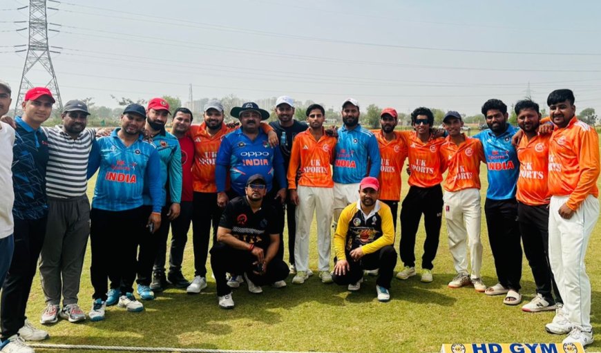 भिवाड़ी और धारूहेड़ा के खिलाड़ियों के बीच हुआ होली मिलन क्रिकेट मैच