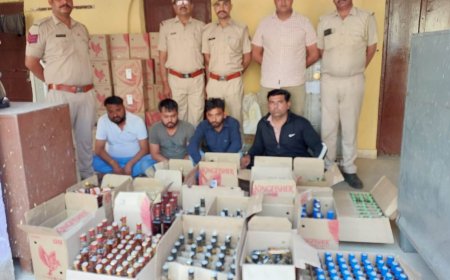 451 लीटर अंग्रेजी शराब व 27 पेटी बियर सहित बोलेरो कैम्पर गाड़ी जप्त,चार गिरफ्तार