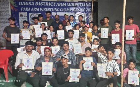 पंजा कुश्ती ट्रायल एव जिला रैंकिंग टूर्नामेंट 2024 का भव्य आयोजन