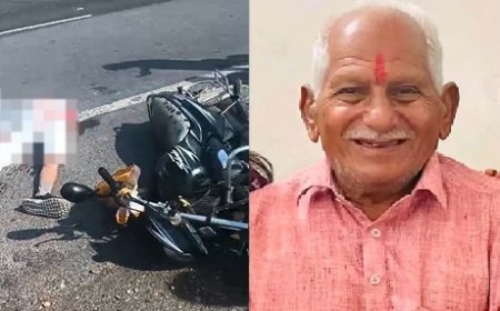 डम्पर की टक्कर से बाइक सवार अधेड़ की मौत