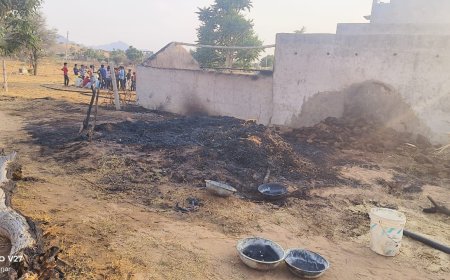 जेतपुरा के चानाथ गांव में छप्पर में लगी आग हजारों का सामान जलकर राख़