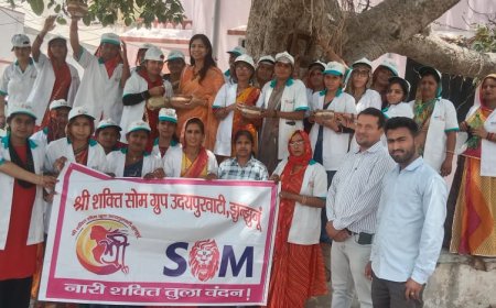 पंचायत समिति में पक्षियों के लिए श्री शक्ति सोम ग्रुप के तत्वाधान में बांधे परिंडे