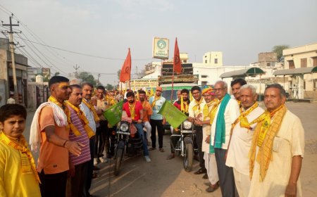 वाहन रैली निकाल कर , भगवान परशुराम की पूजा अर्चना