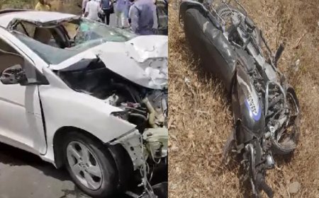 प्रसादी लेकर घर लौट रहे पति-पत्नी को कार ने मारी टक्कर,दोनों की मौत:कार ड्राइवर मौके से फरार