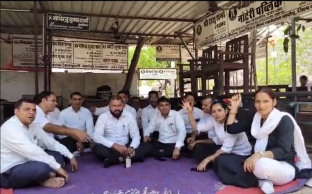 नीमराना बार संघ का 18वें दिन भी कलमबंद धरना प्रदर्शन जारी