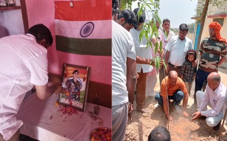 वन मंत्री पहुंचे शहीद को श्रद्वाजंली देने , वृक्षारोपण भी किया