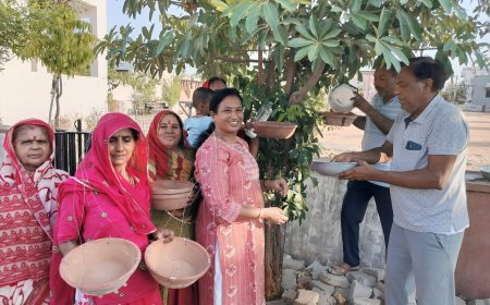 अभियान के तहत पक्षियों के लिए लगाए 100 परिंडे